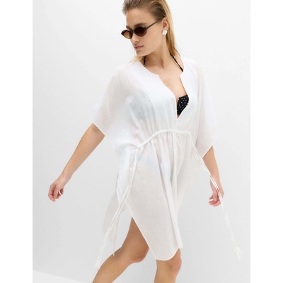 Marks & Spencer Мини рокля-кафтан от чист памук с декоративно вързване Marks & Spencer бяла Marks & Spencer | Byal | ЖЕНИ | S