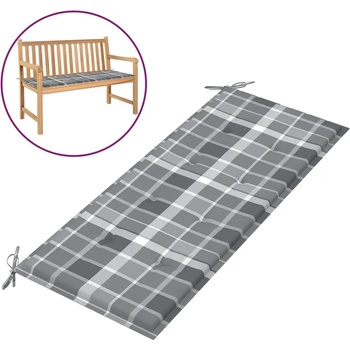 Image 1 of vidaXL Възглавница за пейка сиво каре 120x50x4 см оксфорд плат (314085)