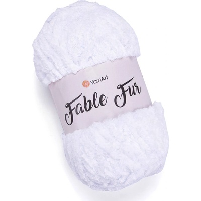 Pletací příze YarnArt FABLE FUR 965 sněhově bílá, efektní, 100g/100m
