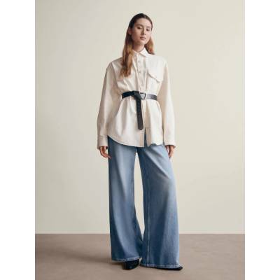 GAP Jeans Mid Rise UltraSoft Baggy bílá světle modrá