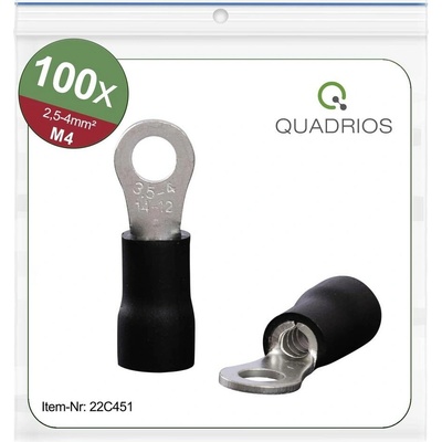 Quadrios 22C451 guľaté káblové oko Prierez=4.0 mm² Ø otvoru=4.3 mm čiastočne izolované čierna 1 sada