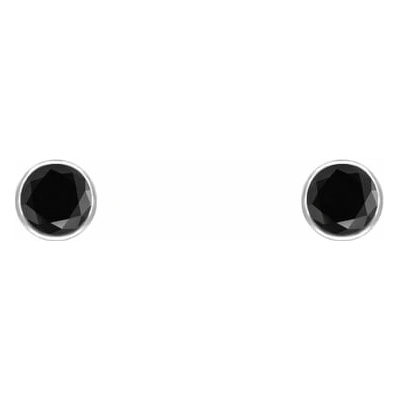 Eppi Strieborné minimalistické bezel náušnice s čiernymi diamantmi Viosa E44198