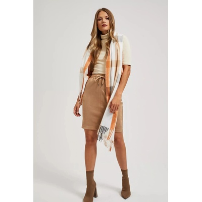 Moodo Оранжев шал на квадратчета с ресни Moodo Moodo | Oranzhev | ЖЕНИ | ЕДИН РАЗМЕР