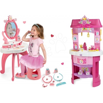 Smoby 24023-1 set kuchynka Disney Princezné s hodinami a kozmetický stolík so stoličkou