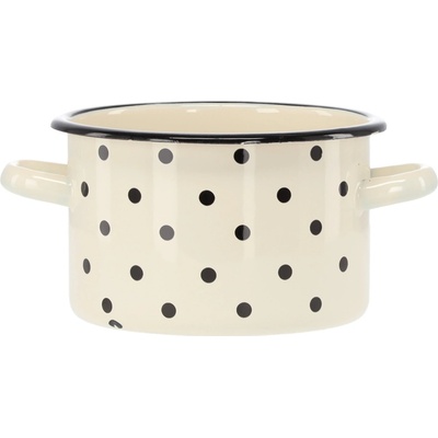 CHOMIK SMALTOVANÝ HRNIEC 2 L 16 CM BIELY BODKY 3356