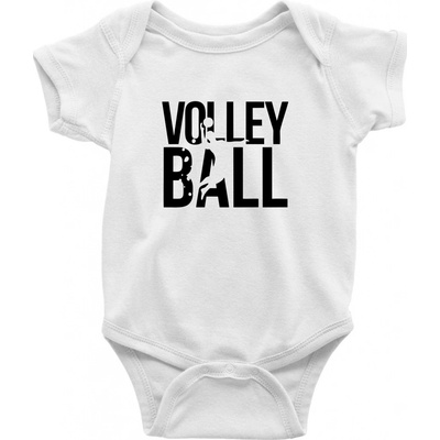 Volleyball nápis Dojčenské body krátký rukáv biele