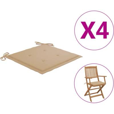 vidaXL Възглавници за столове 4 бр бежови 40x40x4 см Оксфорд плат (47596)