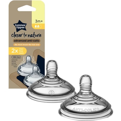 Tommee Tippee Closer To Nature Advanced Anti-colic Teat биберон за шише Medium Flow 3m+ 2 бр