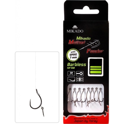 Mikado feederový návazec háček bez protihrotu s jehlou vlasec 8 ks varianta vel. 10 vlasec 0,20 mm 10 cm