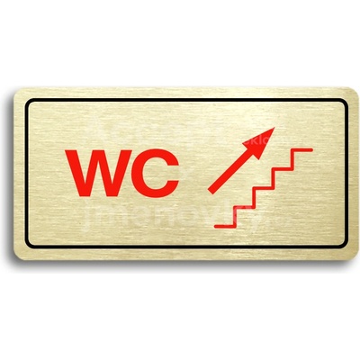 ACCEPT Piktogram WC VPRAVO NAHORU - zlatá tabulka - barevný tisk