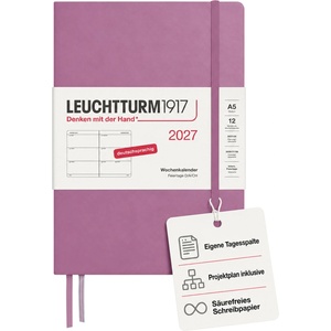 Leuchtturm1917 Weekly Calendar 2027 Medium (A5) - 145 x 210 mm - 12 months - January-December 2027 - 1 week per double page - 80 g/m2 paper with high ink compatibility - 400102 (400102)