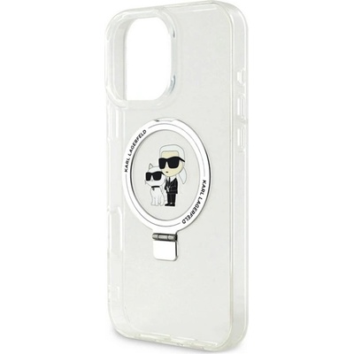 CG Mobile Apple iPhone 16 Pro Max KARL LAGERFELD RINGSTAND KARL AND CHOUPETTE MAGSAFE силиконов протектор за телефон, удароустойчив, БЯЛ KLHMP16XHMRRSKCH (KLHMP16XHMRSKCH)