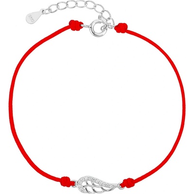 Bealio 10046 stříbrný náramek ANDĚLSKÉ KŘÍDLO shamballa provázek 17+3 cm 03-10046-2910