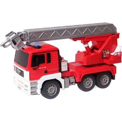 DOUBLE E MAN FIRE TRUCK 4WD Hasiči zvukový modul LED funkční žebřík RTR 1:20