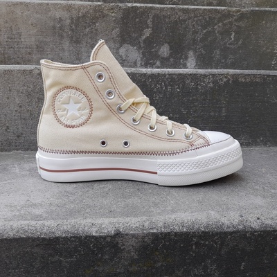 Converse členkové tenisky CHUCK TAYLOR ALL STAR LIFT PLATFORM CONTRAST STITCHING béžová