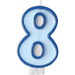PartyDeco Свещ за рожден ден с число 8 (синя)