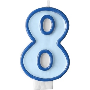 PartyDeco Свещ за рожден ден с число 8 (синя)