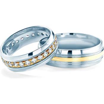 Image 1 of SAVICKI Сватбени халки: двуцветно злато, полукръгъл профил. 6.5 мм