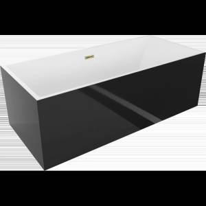 Mexen Vigo свободно стояща вана 178, 5 x 80 см, бяла/черна, преливник златен - 51251788075-50 (51251788075-50)