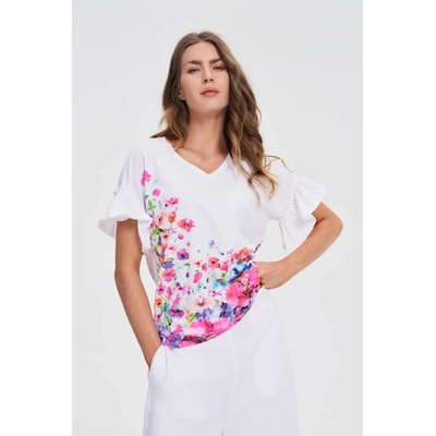 Moodo Дамска тениска Moodo с принт Moodo | Byal | ЖЕНИ | XL