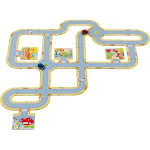 Goki Игрален комплект Goki - Писта с две колички, 45 части (57422)