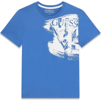 GUESS Синя тениска за момче с бяла щампа с надпис Guess