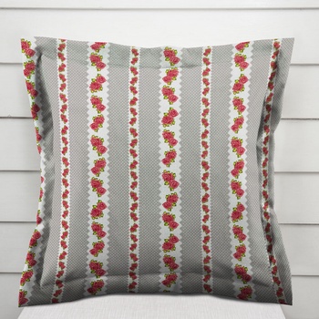 Biante bavlna s lemom Sandra SA-419 Ružičky na sivom bodkovanom 45 x 45 cm