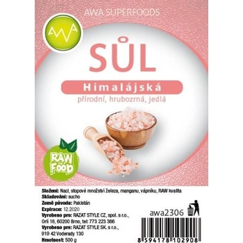 AWA superfoods himalájská sůl růžová hrubozrná 500 g