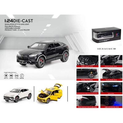 Колекционерска метална кола Ламборджини джип мащаб 1: 24 + пушек