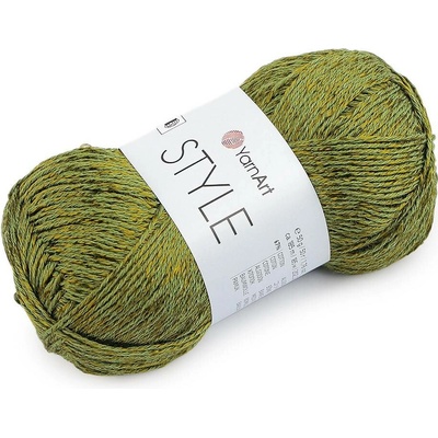 Bavlněná pletací příze Style s viskozovým vláknem 50 g Varianta: 12 (679) zelená khaki stř., Balení: 1 ks 61631/160039/286298