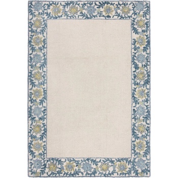 Flair Rugs Ръчно изработен килим със смес от вълна в синьо и цвят слонова кост 160x230 cm Myla Floral Frame - Flair Rugs (503119379975)