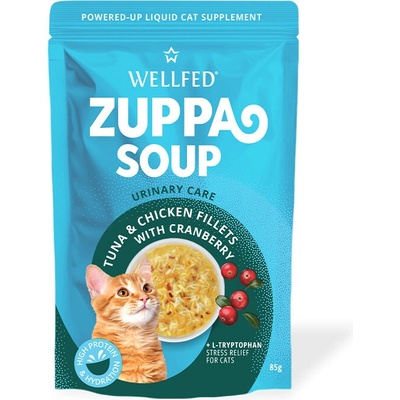 WELLFED Zuppa Soup Urinary Tuna & Chicken Fillets with Cranberry Супа за здрави пикочни пътища с риба тон, пиле и червена боровинка 85gr