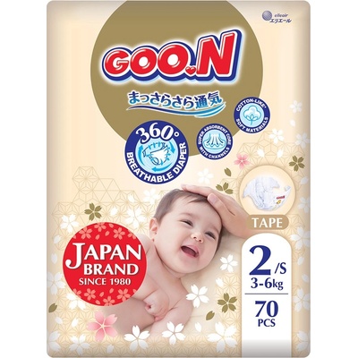 GOO. N Бебешки пелени Goo. N Premium Soft - Размер 2, S, 3-6 kg, 70 броя (F1010101-169)