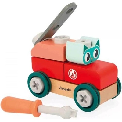 Janod BricoKids stavebnica auto s náradím Mačka 28 ks