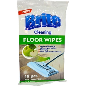  BRITE CLEANING, Мокри кърпички за под - Green Apple, 15 бр. (22x27 cm)