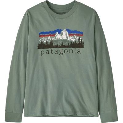 Patagonia Детска блуза с дълъг ръкав Patagonia Kid's L/S Graphic T-Shirt Jumper - Fitz Roy Foothills: Cover Green (704-4321-0912)