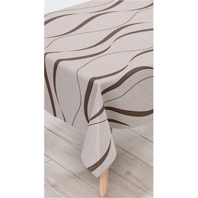 Ubrus PVC 151A, metráž, 20 m x 140 cm, vlnovky hnědé na béžovém podkladu, IMPOL TRADE