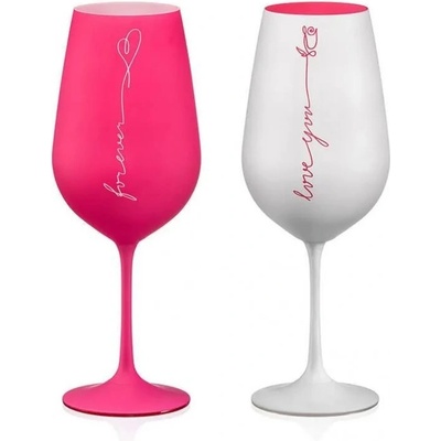 CRYSTALEX Sklenice na víno VIOLA LOVE růžová bílá 2 x 550 ml