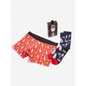 Celio Комплект боксерки и чорапи в червено и синьо от Celio Celio | Cherven | МЪЖЕ | S