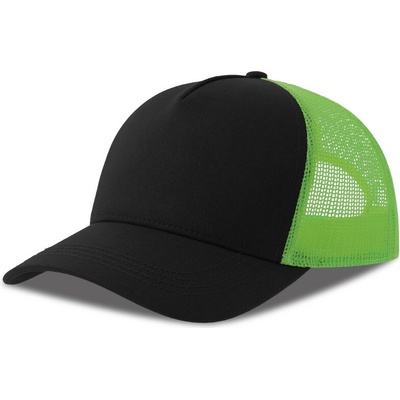 Atlantis Headwear Rapper Cotton-S 5 panelová Trucker COT330260zf999-black/green Černá/zelená fluorescent