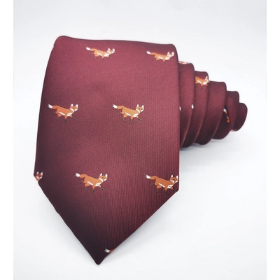 Decofashion Kravata vínově červená s liškou