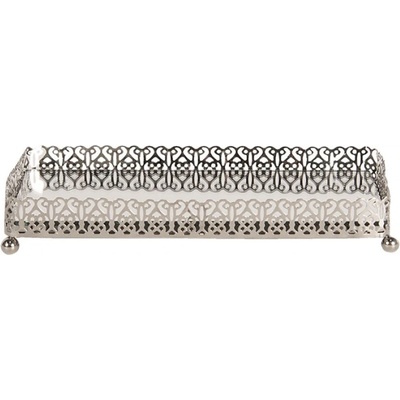 Stříbrný kovový obdélníkový tácek Silver – 20x10x3 cm