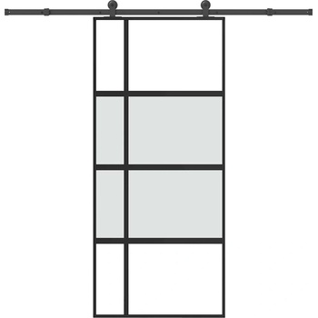 vidaXL Плъзгаща се врата с обков 90x205 см Закалено стъкло и алуминий (3333035)