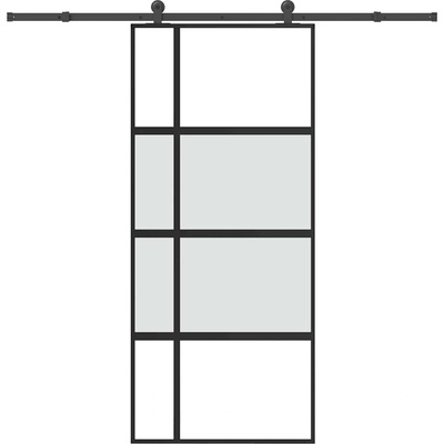 vidaXL Плъзгаща се врата с обков 90x205 см Закалено стъкло и алуминий (3333035)