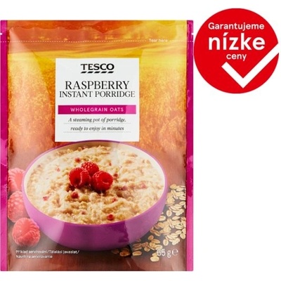 Tesco Instantná ovsená kaša s kúskami mrazom sušených malín 65 g