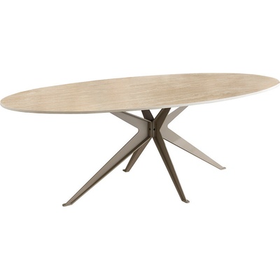 Anvicti Oválný jídelní stůl SCULPTURE 220 cm travertin keramika jS48532