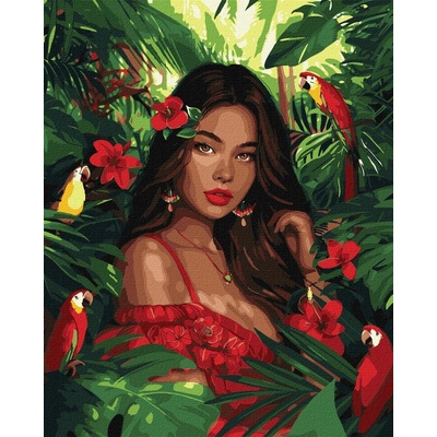 Ideyka Ideyka Malování podle čísel Tropická princezna art_selena_ua 40 x 50 cm