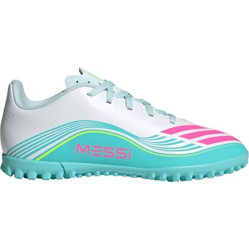 adidas Юношески футболни стоножки Adidas F50 Club Juniors Astro Turf Football Boots - Wht/Pink/Blue