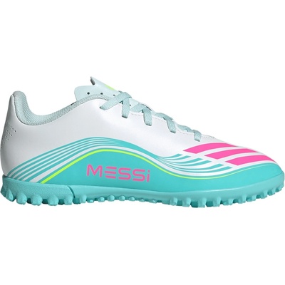 adidas Юношески футболни стоножки Adidas F50 Club Juniors Astro Turf Football Boots - Wht/Pink/Blue