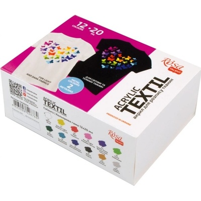Rosa farby na textil 12 x 20 ml